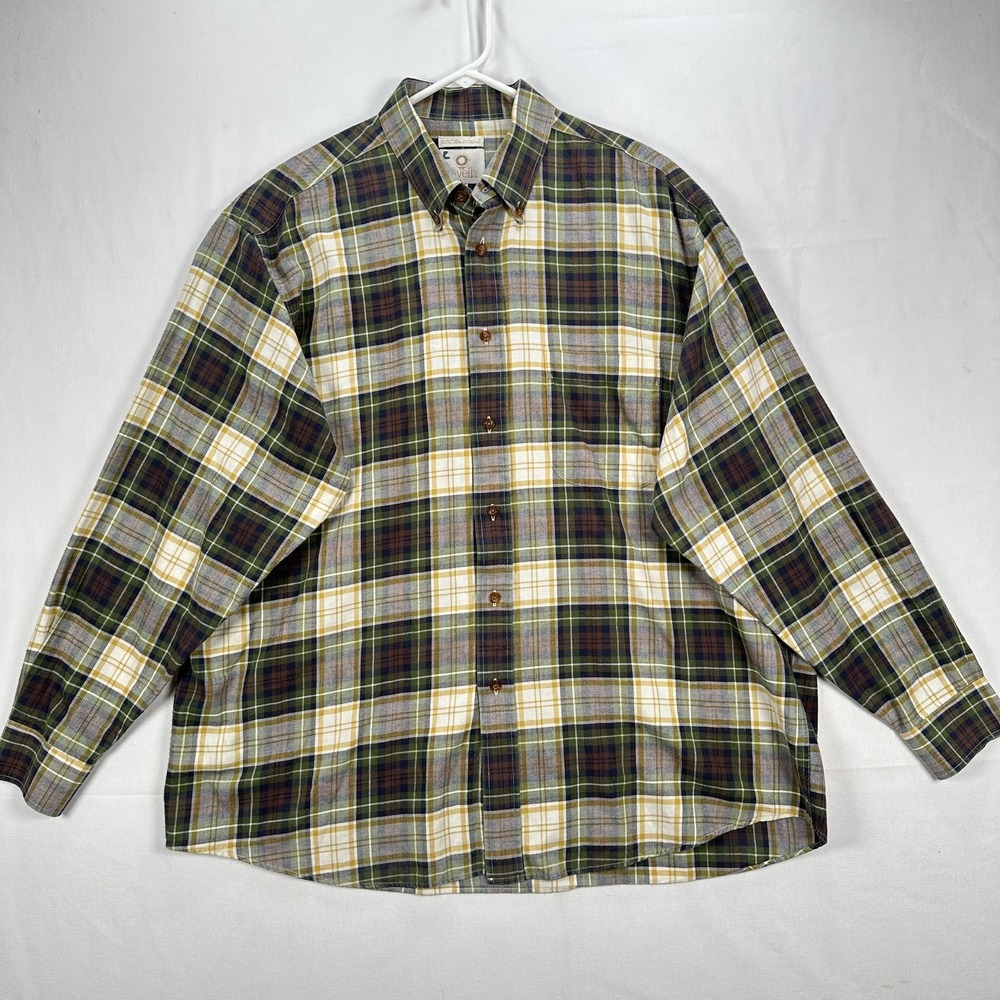 Viyella Flannel Shirt Mens XL Multicolor Plaid Long Sleeve Button Up Wool Blend - Picture 2 of 10